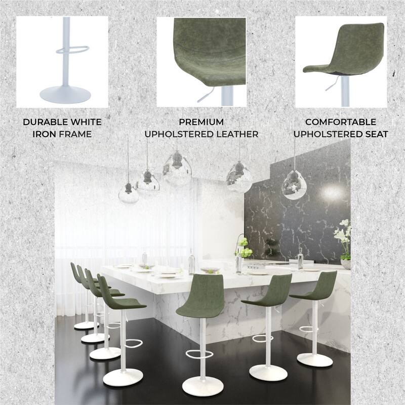 DURABLE WHITE IRON FRAME  
PREMIUM UPHOLSTERED LEATHER  
COMFORTABLE UPHOLSTERED SEAT