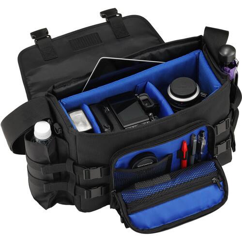 Angle. Olympus - Premium Camera System Bag with Padded Dividers, Tablet Pocket, Spacious Storage, and Accessory Organization - Black.
