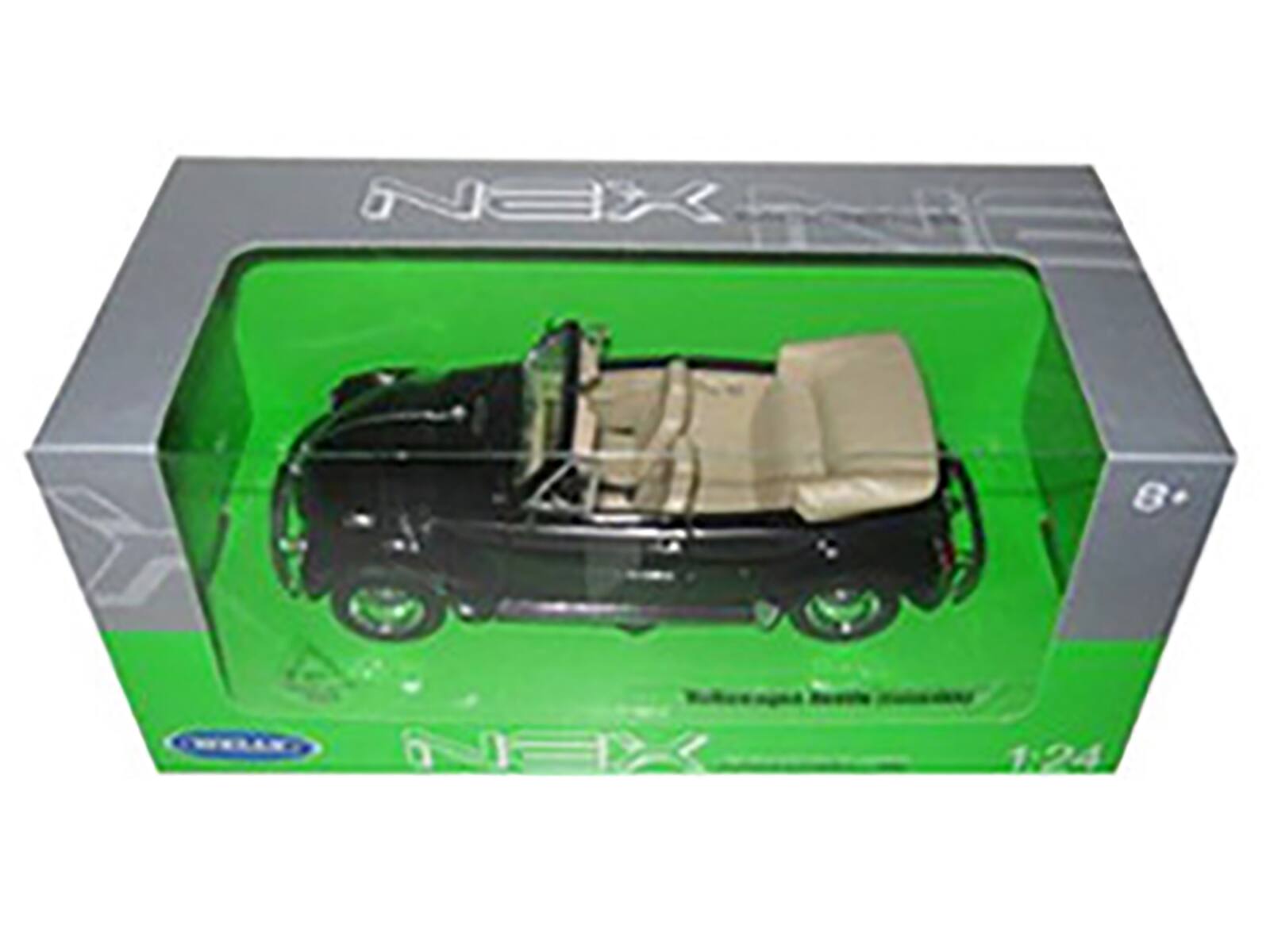 Left. Welly - Volkswagen Beetle Convertible Black 1/24 Diecast Model Car by Welly - Black.