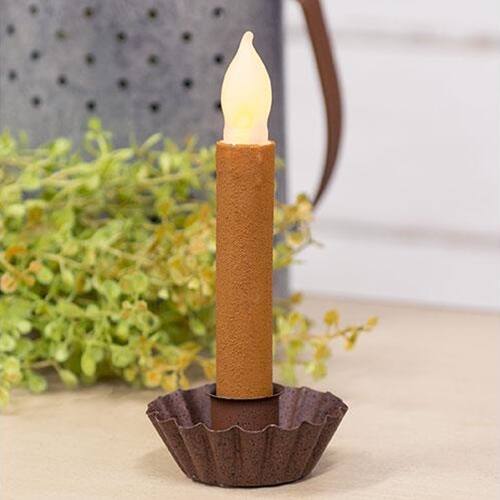 Left. BreeBe - *Textured LED Taper 6" Mustard - Mustard.