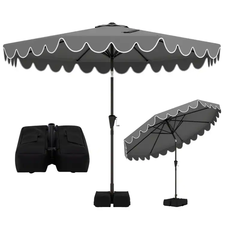 Mondawe 10 FT Patio Umbrella with Weighted Base and Sandbags Push ...