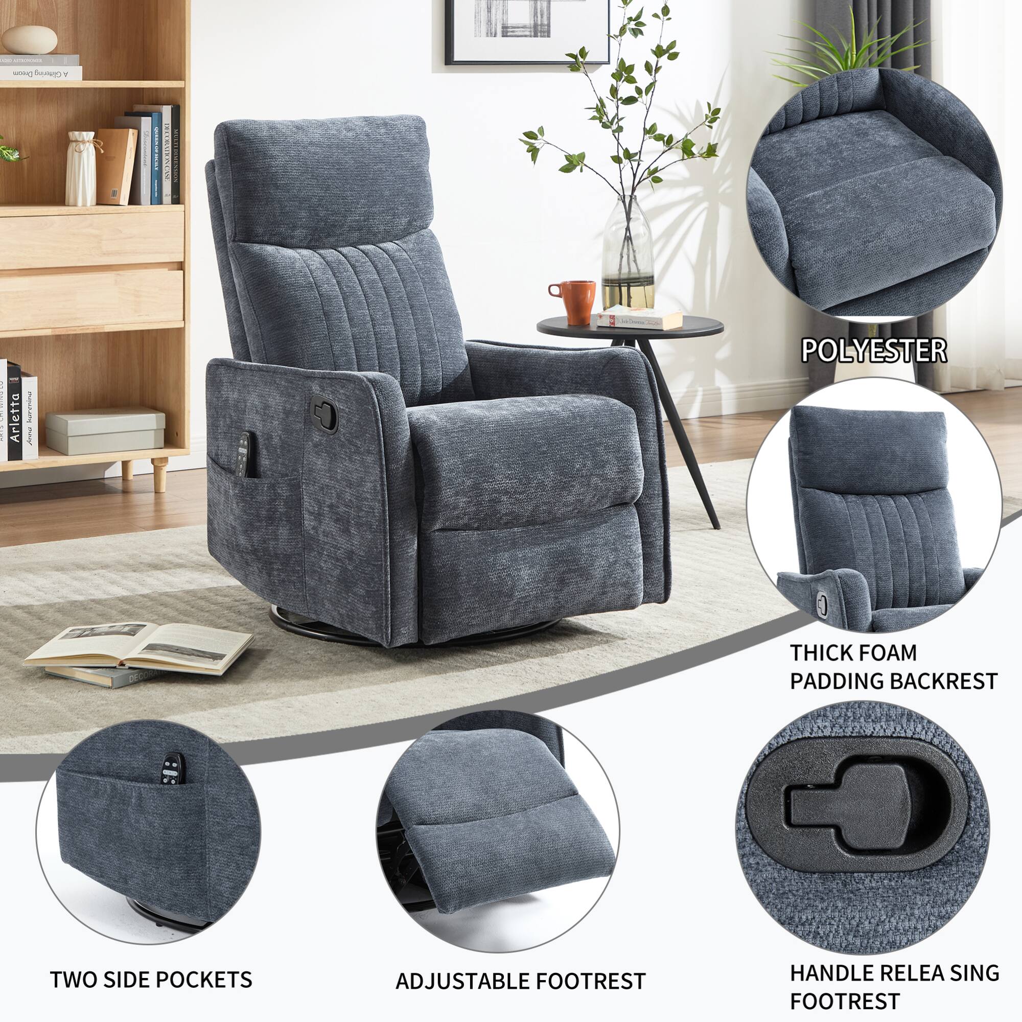 - I S
- E..TERTR i I I
- Arletta
- POLYESTER
- THICK FOAM PADDING BACKREST
- TWO SIDE POCKETS
- ADJUSTABLE FOOTREST
- HANDLE RELEASING FOOTREST
