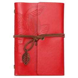 Unique Bargains - A7 Leather Cover Loose Leaf Journal, 5.8x4" Travel Refillable Leather Diary Gift with 100GSM Kraft Paper - Red