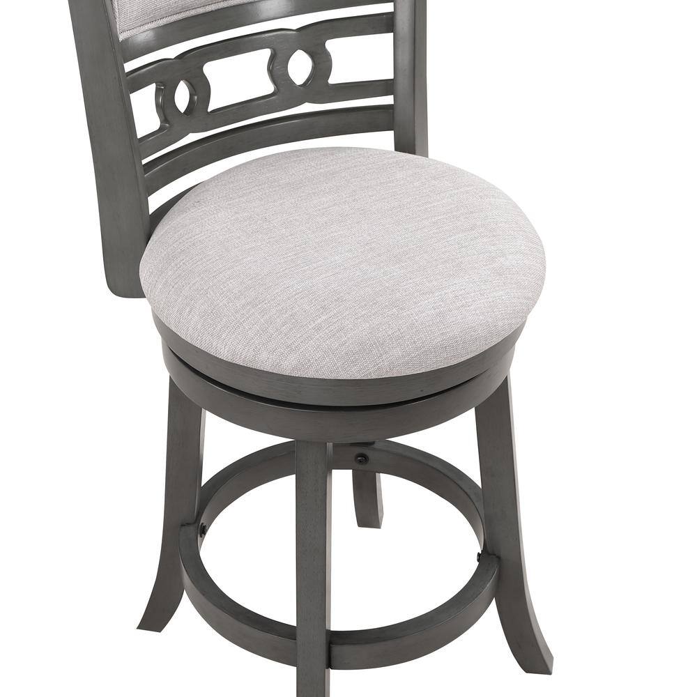 Back. New Classic Furniture - Gia 24" Solid Wood Swivel Counter Stool with Fabric Seat in Gray - Gray.