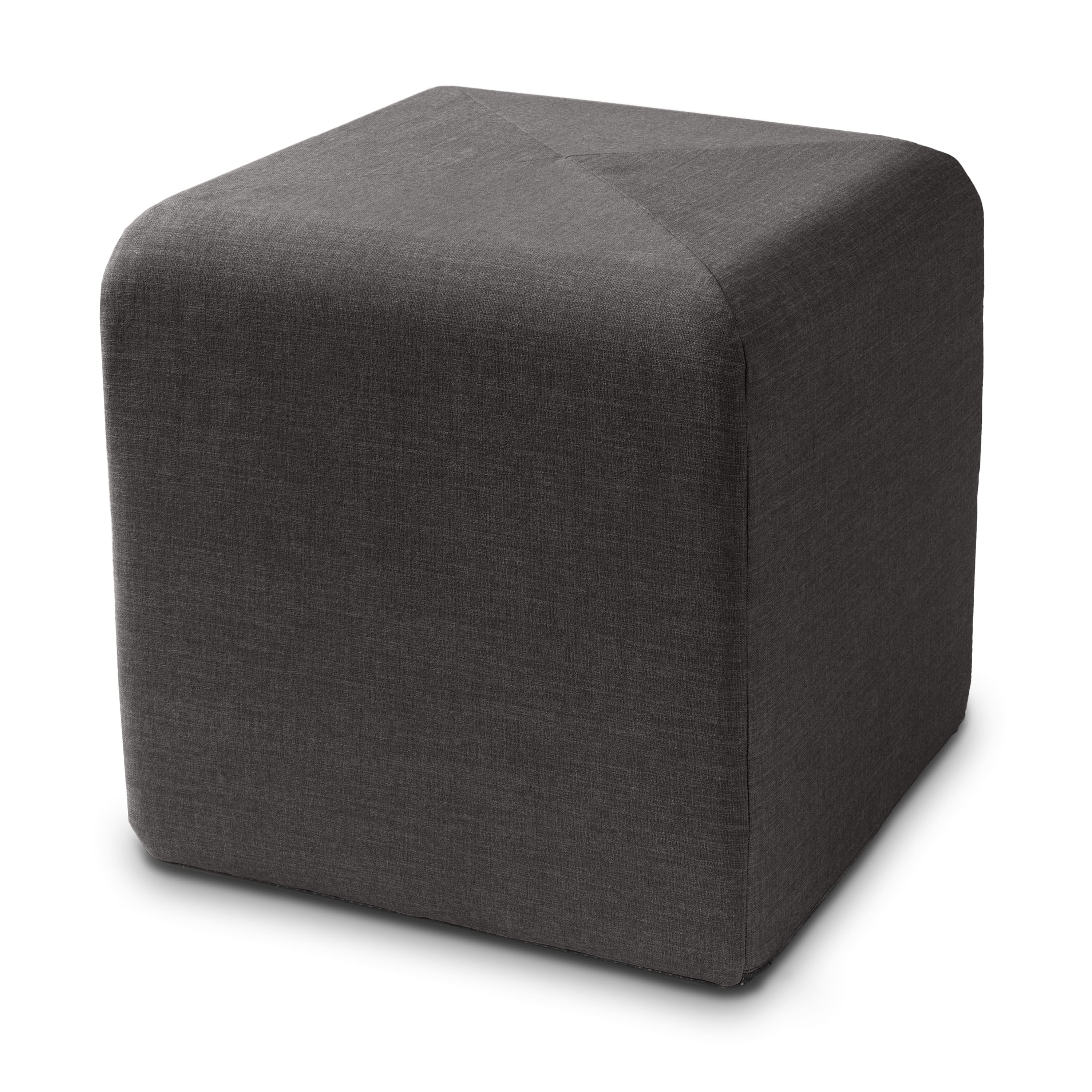 Jaxx - Monroe Square Foam Ottoman with Stain Resistant Performance Fabric, Small (18 x 18) - Ebony