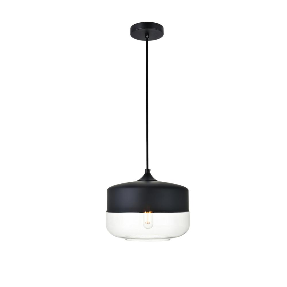 Alt View 3. Living District - Ashwell 1 Light Black Pendant With Clear Glass - Black And Clear.