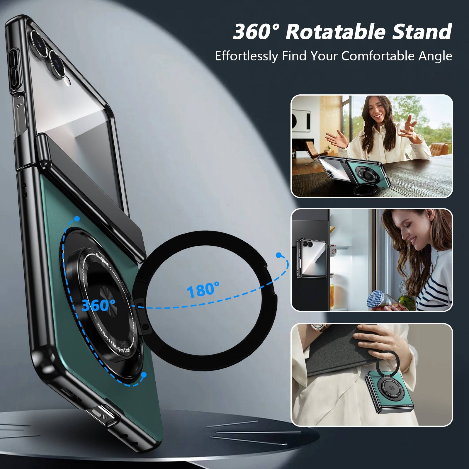 360° Rotatable Stand  
Effortlessly Find Your Comfortable Angle