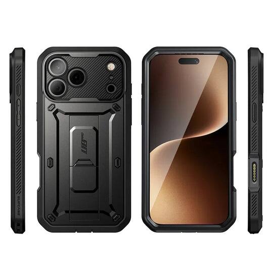 Back. SUPCASE - Unicorn Beetle Pro Rugged Case for iPhone 17 Pro – Full-Body Protection with Screen Protector - Black.