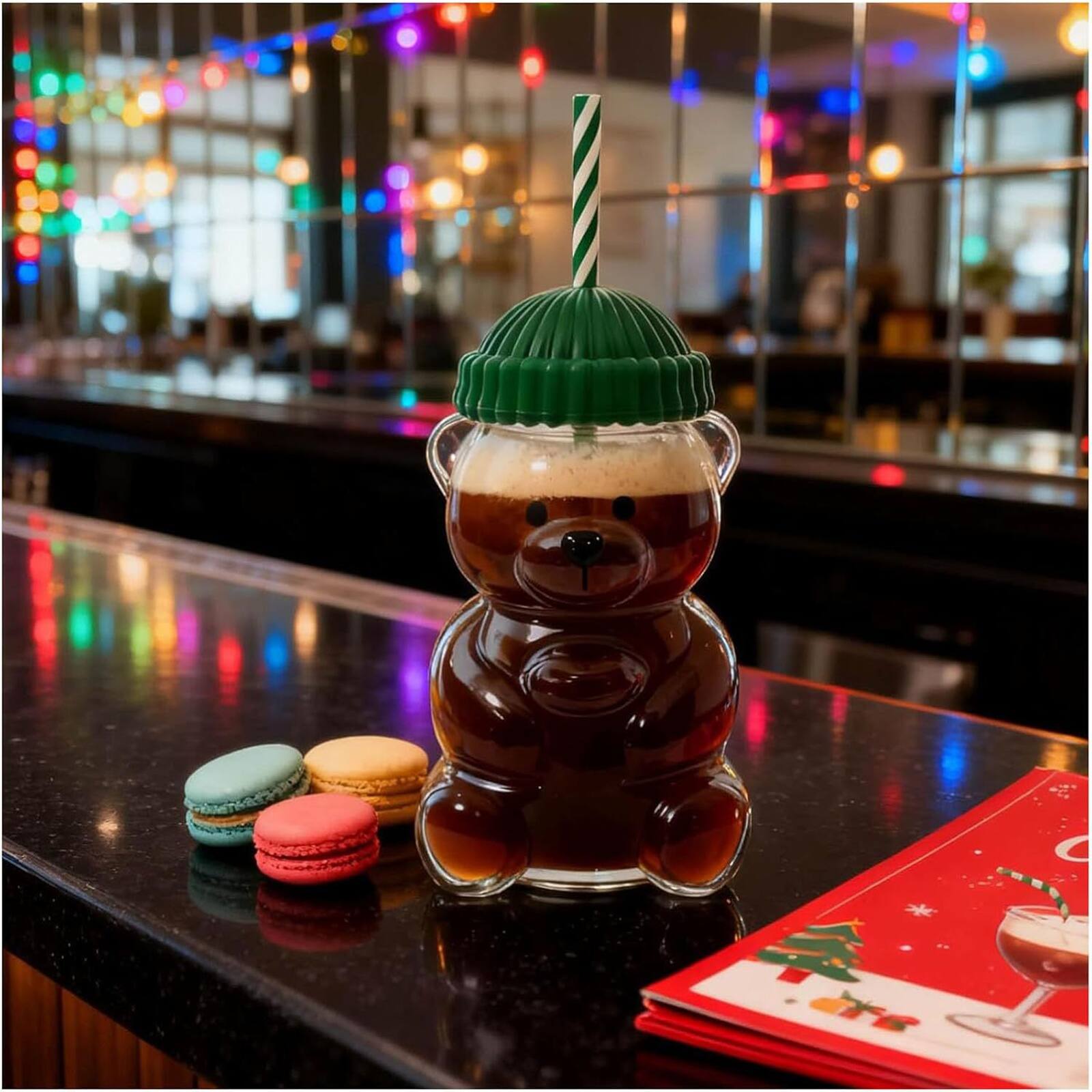 Alt View 1. Giantpower - 20oz Teddy Bear Cup with Straw Cute Coffee Mug - Clear.