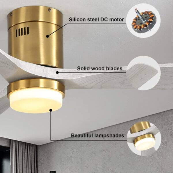 Silicon steel DC motor, solid wood blades, beautiful lampshades
