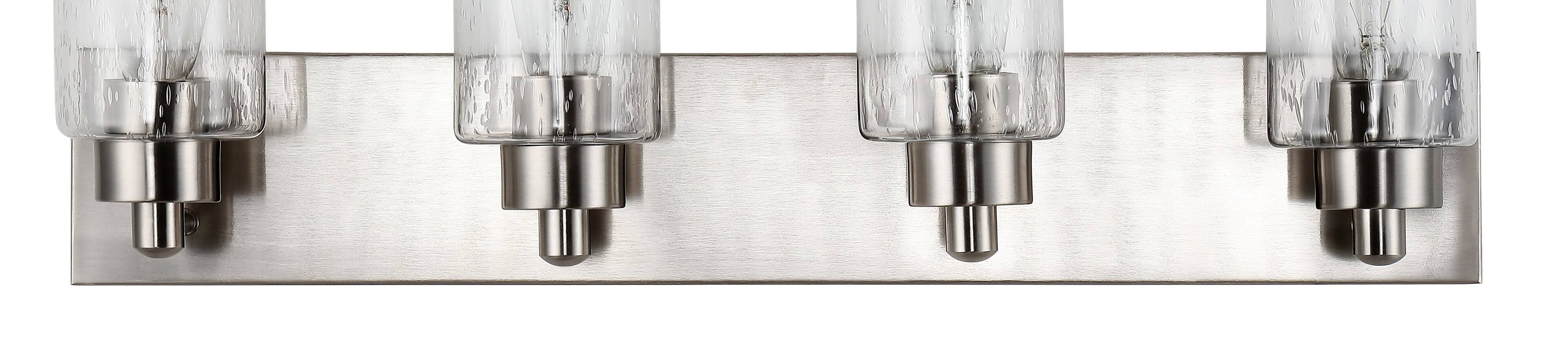 Alt View 5. Jonathan Y - Irving 27.75" 4-Light Seeded Glass/Iron Modern Contemporary LED Vanity Light, Nickel - Nickel.