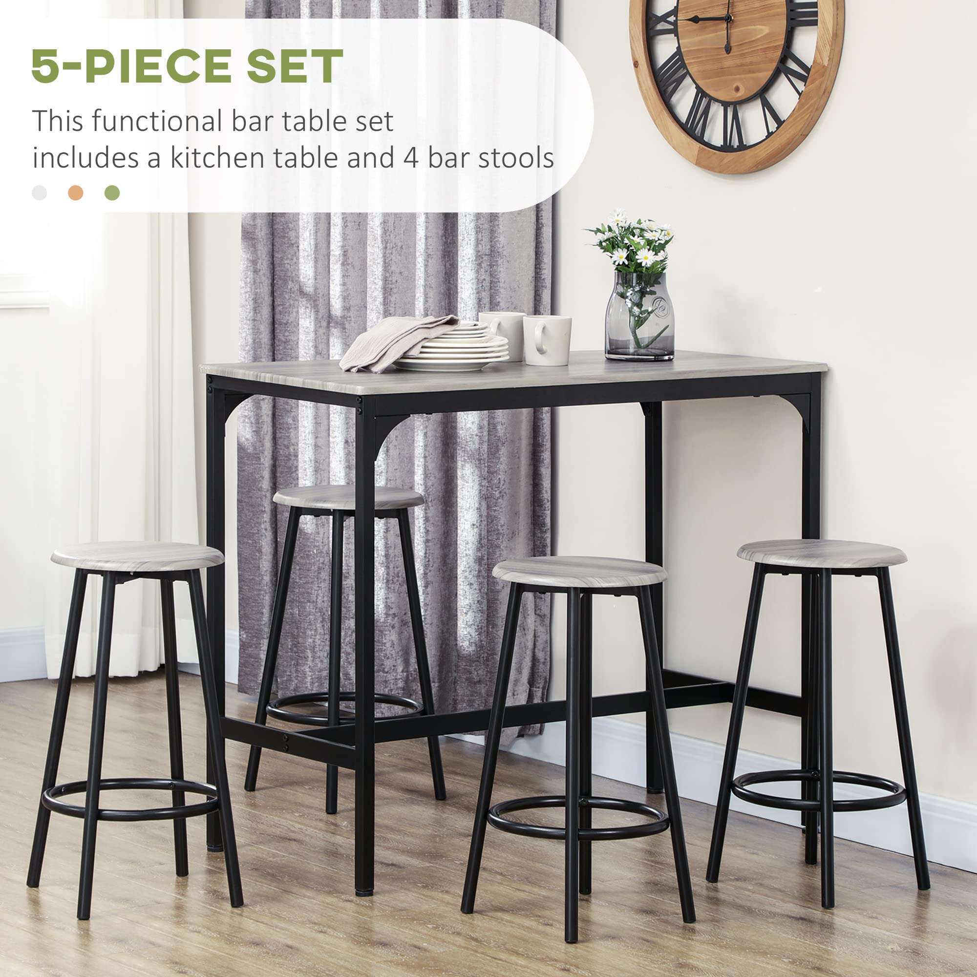 5-PIECE SET

This functional bar table set includes a kitchen table and 4 bar stools