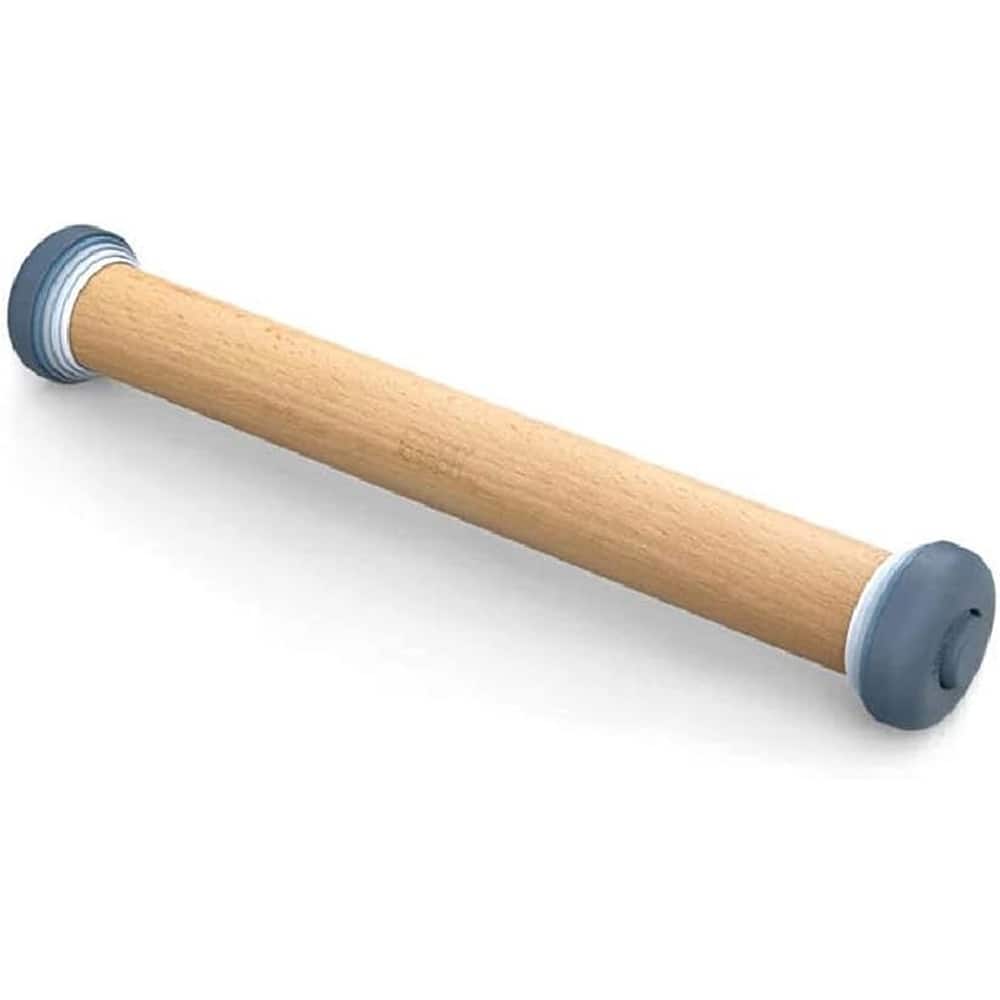 PARKER SLATER - PrecisionPin Rolling Pin – Adjustable, Beech Wood, Pastel Blue for Baking