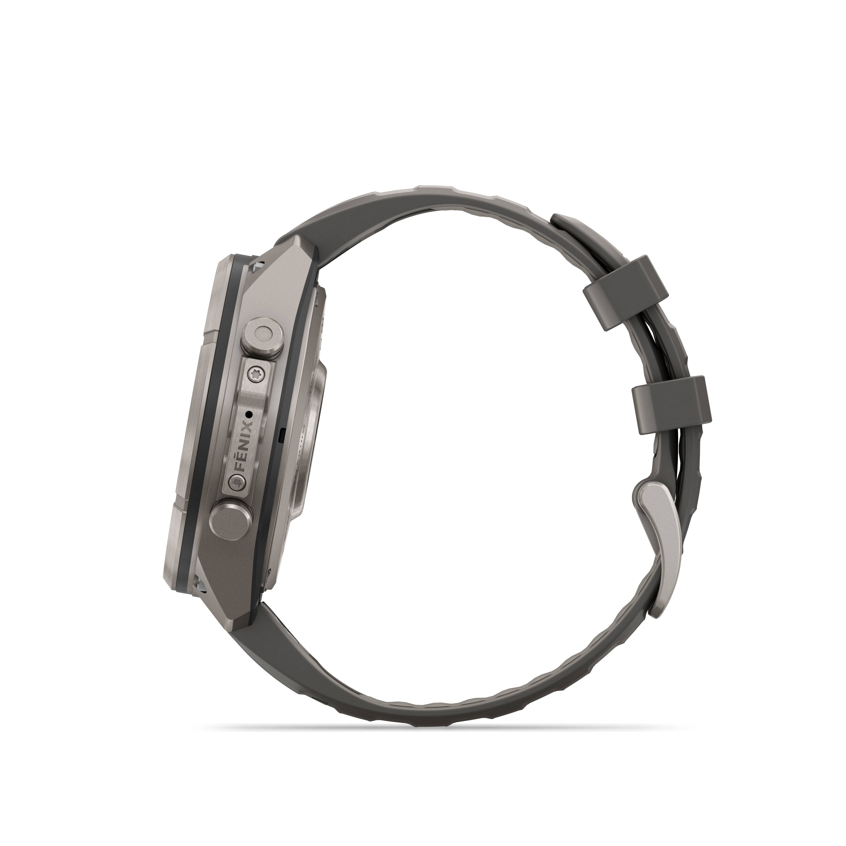 Alt View 7. Garmin - fēnix 9 Pro - inReach Solar GPS Smartwatch 47 mm Titanium - Pebble Gray/Silver Gray Silicone Band.