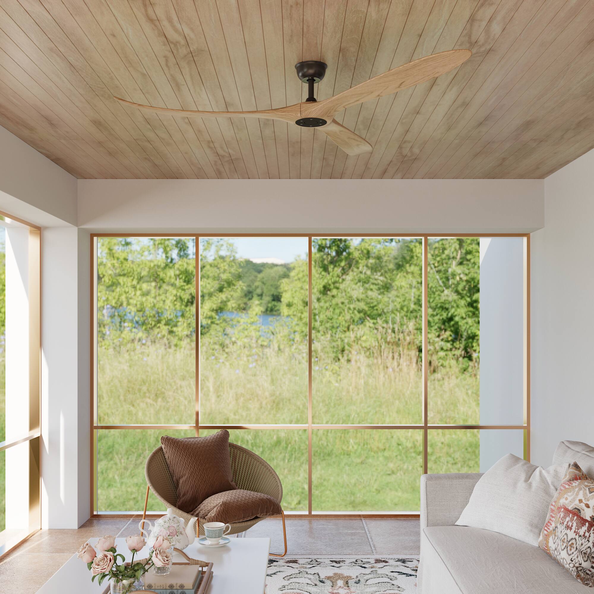 Alt View 9. Famapy - Famapy Solid Wood Ceiling Fan: Reversible, Quiet & All - Season Comfort - Wooden.