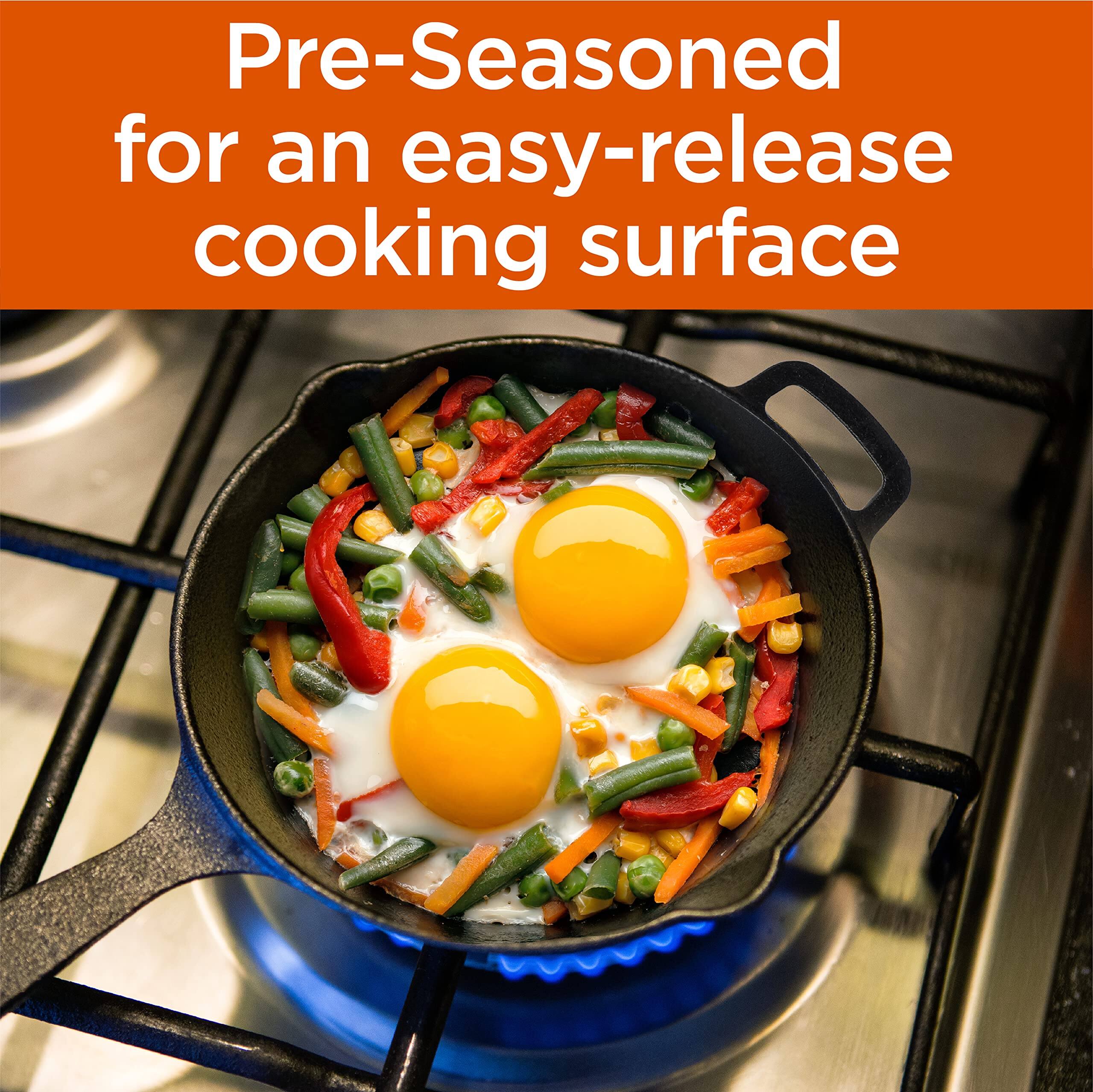 Pre-Seasoned for an easy-release cooking surface