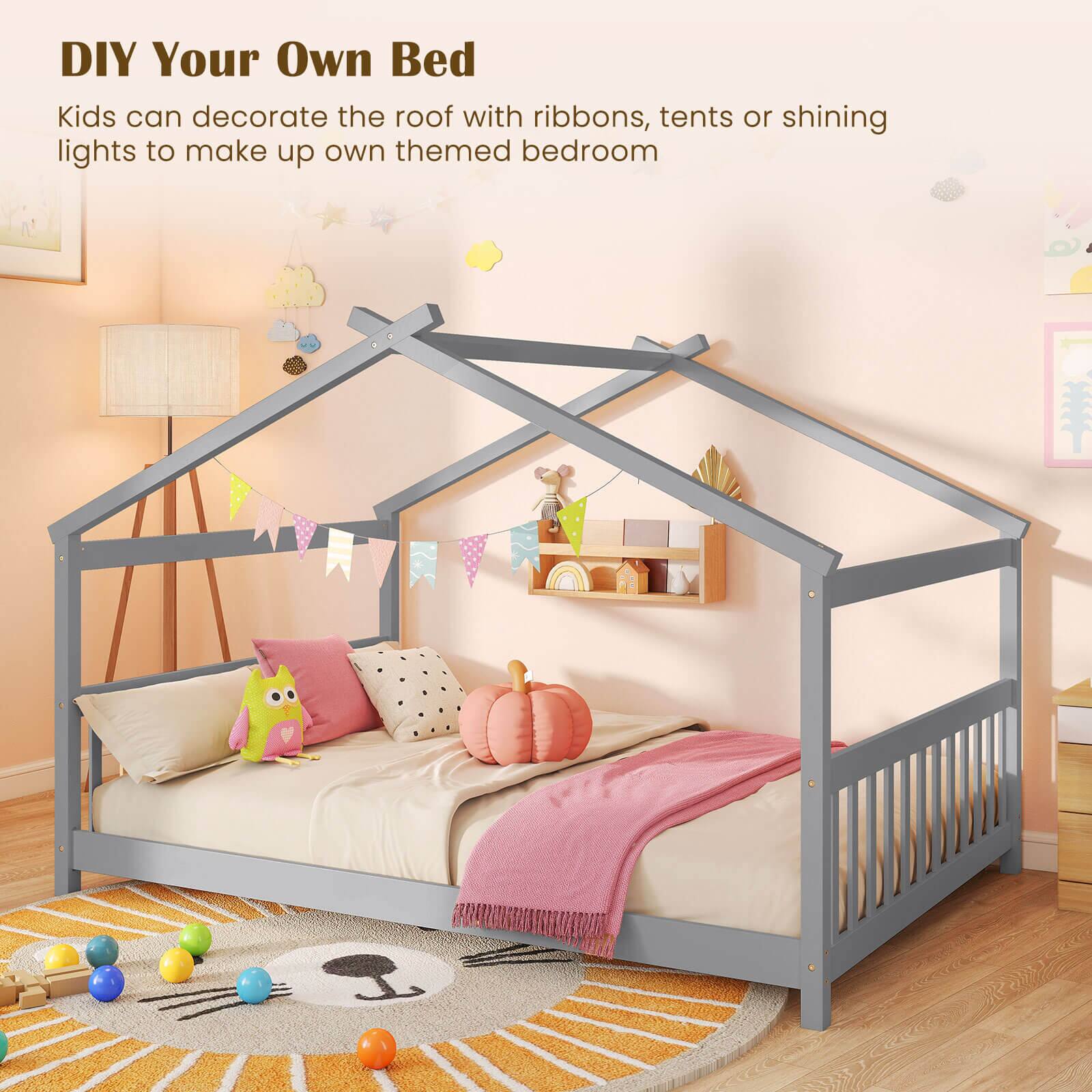 DIY Your Own Bed

Kids can decorate the roof with ribbons, tents, or shining lights to make up their own themed bedroom.