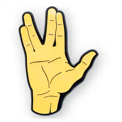 Front. Silver Buffalo - Star Trek Spock Live Long And Prosper Salute Enamel Pin - Beige.