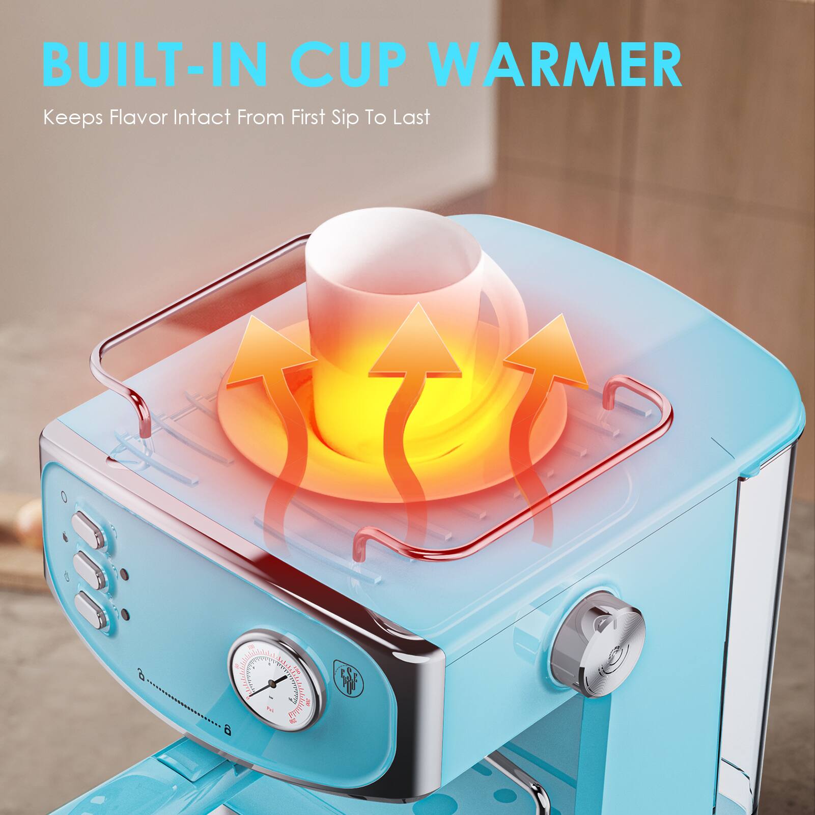 BUILT-IN CUP WARMER  
Keeps Flavor Intact From First Sip To Last