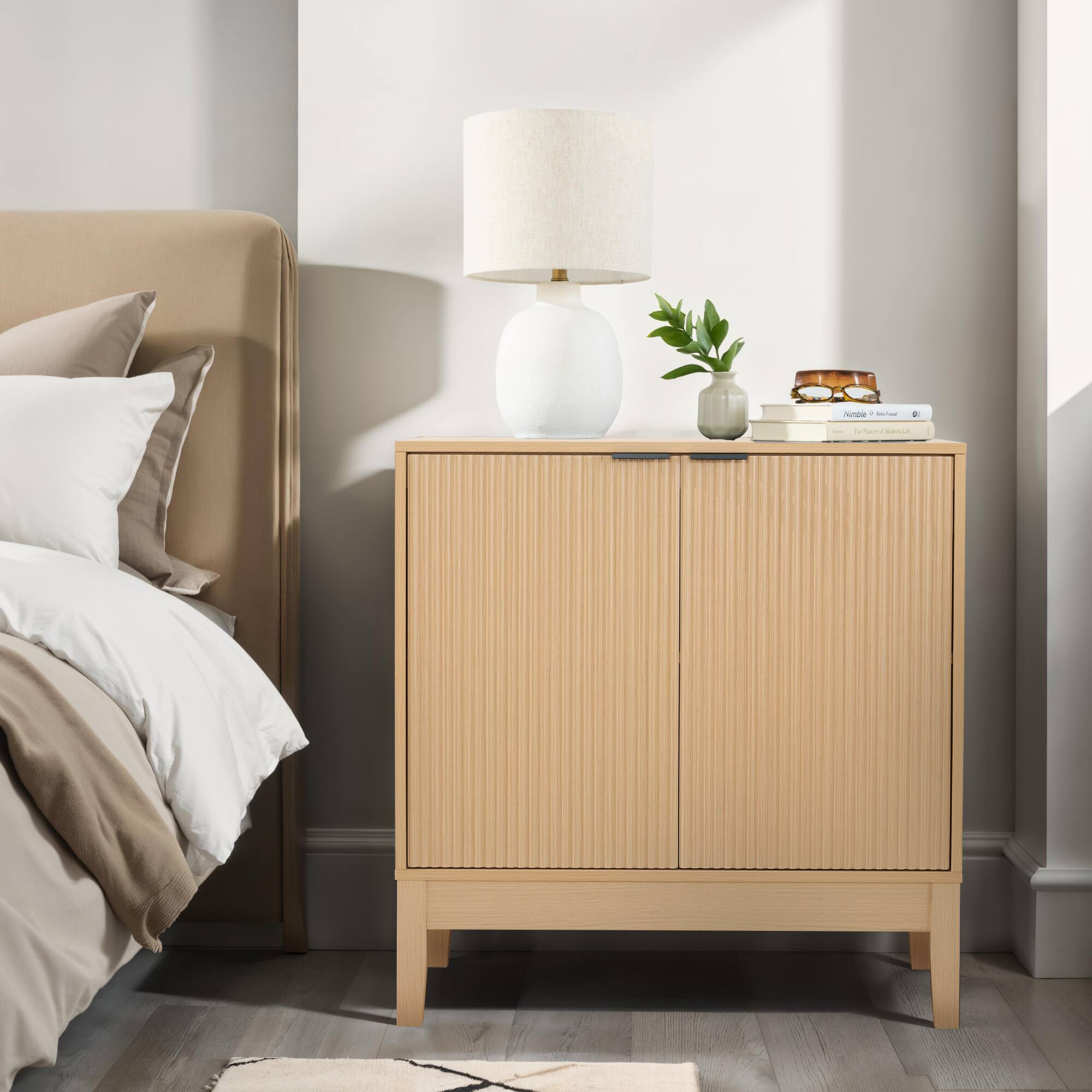 Alt View 7. Best Choice Products - Best Choice Products 2-Door Reeded Storage Cabinet w/ Soft-Close Doors, Multipurpose Accent Furniture - Natural - Natural.