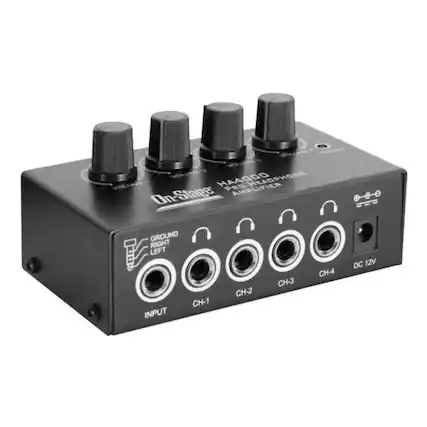 HA4000 PRO HEADPHONE AMPLIFIER
On-Stage
GROUND RIGHT LEFT
INPUT CH-1 CH-2 CH-3 CH-4 DC 12V