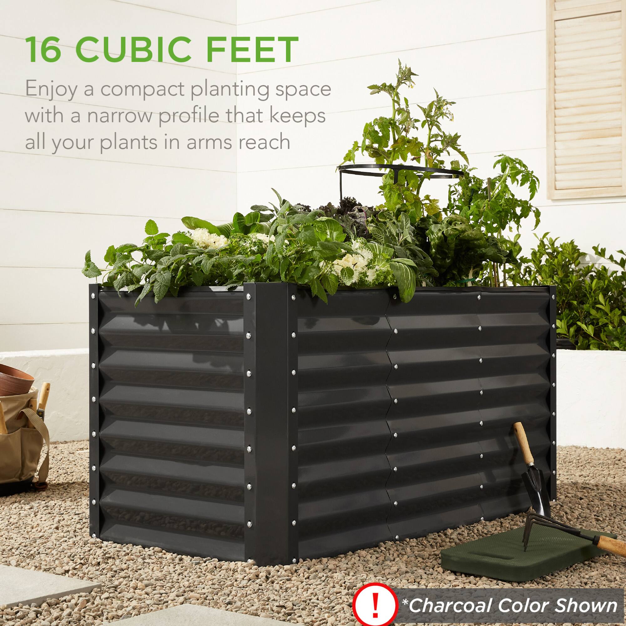 16 CUBIC FEET

Enjoy a compact planting space with a narrow profile that keeps all your plants in arms reach

*Charcoal Color Shown