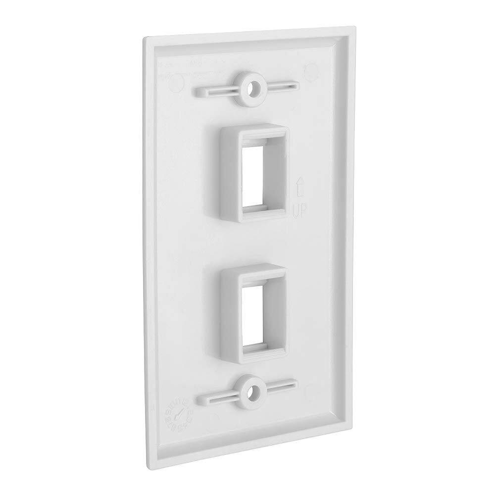 Angle. Cmple.com - Cmple - Keystone Wall Plate Cover Ethernet Wall Plates for Modular Inserts, RJ45 Keystone Jack - 2 Port - White - White.
