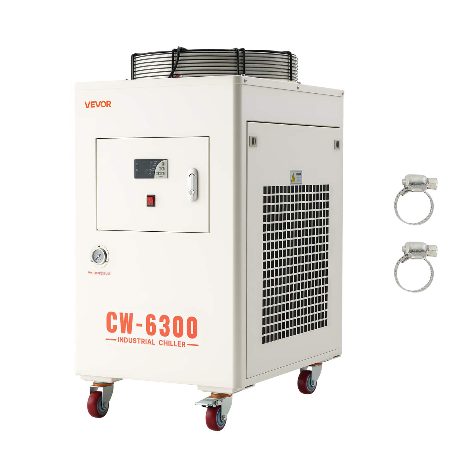 VEVOR - Industrial Water Chiller, 27,300 BTU/h, Industrial Water Cooler Cooling System with Compressor, 10.6 Gal Tank Capacity - White