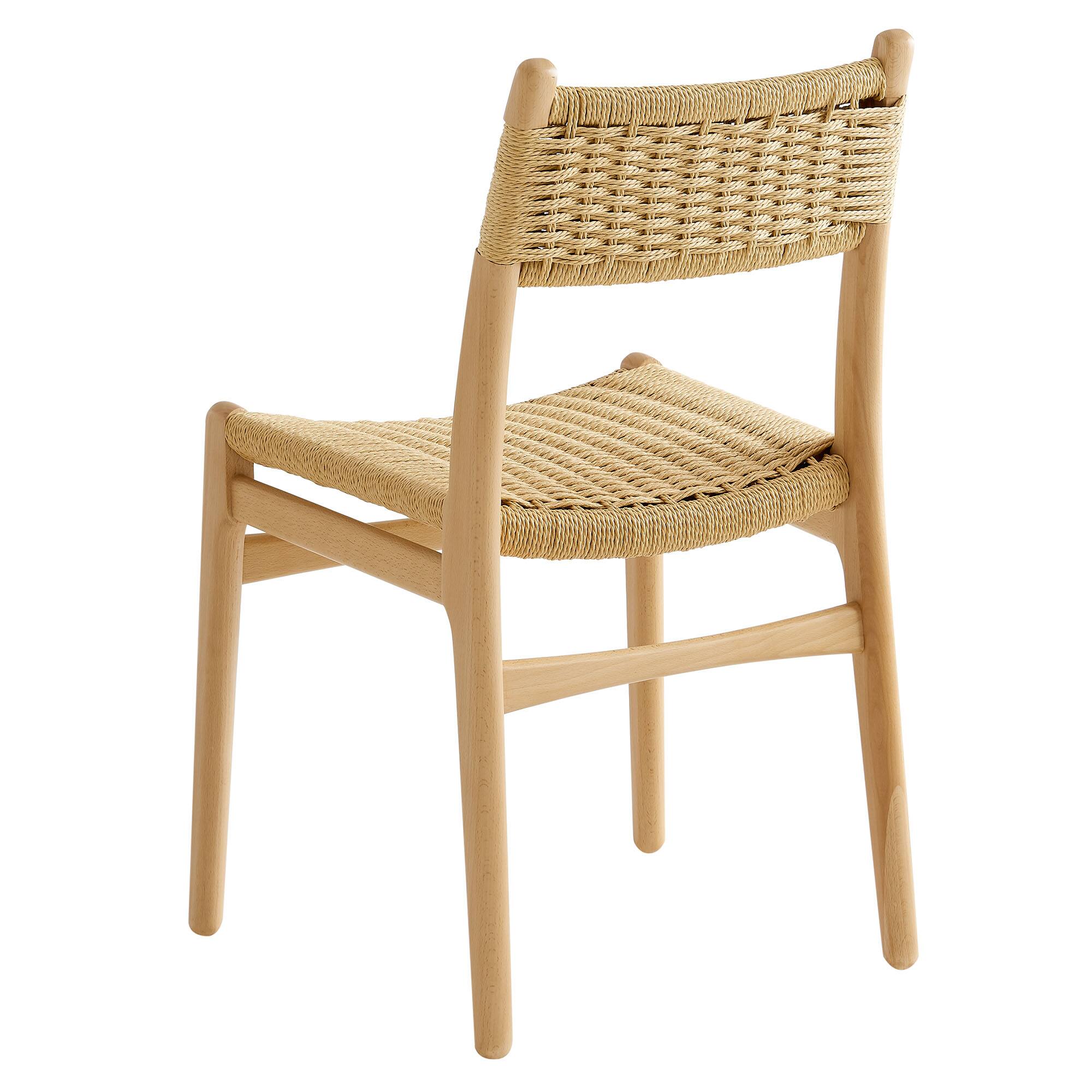 Alt View 2. Modway - Wynn Rope and Wood Dining Side Chairs Set of 2 by Modway - Brown.