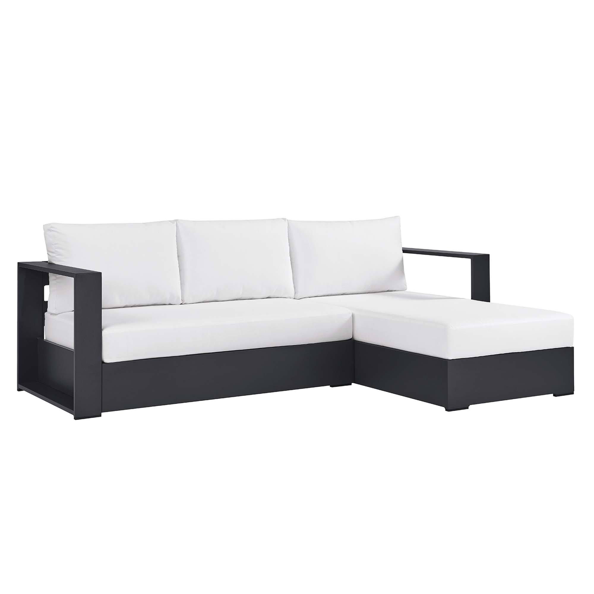 Tahoe 2-Piece Outdoor Patio Powder-Coated Aluminum Right-Facing Chaise Sectional Sofa Set by Modway - Gray White