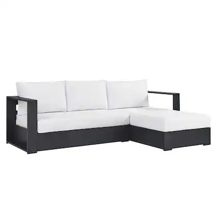 Front. Modway - Tahoe 2-Piece Outdoor Patio Powder-Coated Aluminum Right-Facing Chaise Sectional Sofa Set by Modway - Gray White.