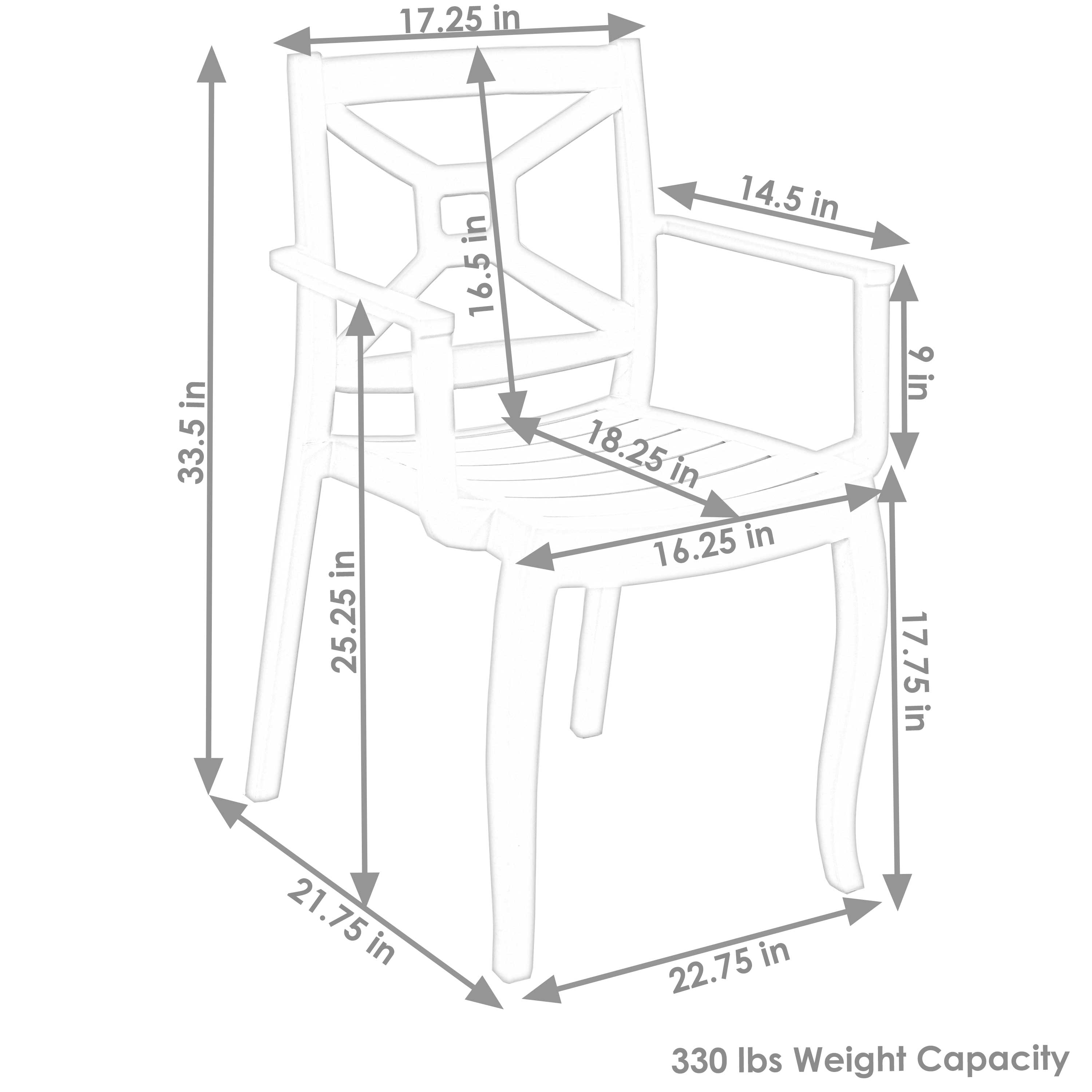 17.25 in  
33.5 in  
25.25 in  
16.5 in  
14.5 in  
18.25 in  
16.25 in  
9 in  
17.75 in  
21.75 in  
22.75 in  
330 lbs Weight Capacity