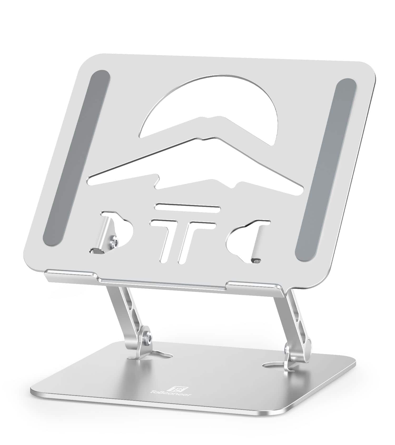 HongFei - Laptop Stand Adjustable Laptop Holder for Desk, Foldable Laptop Riser Portable Computer Stand for Laptops up to 15.6 - Silver