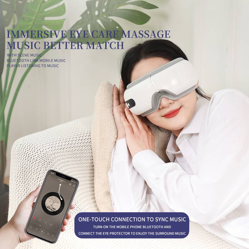 IMMERSIVE EYE CARE MASSAGE MUSIC BETTER MATCH

WITH SCENE MUSIC  
BLUETOOTH LINK MOBILE MUSIC  
PLAYER LISTENING TO MUSIC

ONE-TOUCH CONNECTION TO SYNC MUSIC  
TURN ON THE MOBILE PHONE BLUETOOTH AND CONNECT THE EYE PROTECTOR TO ENJOY THE SURROUND MUSIC