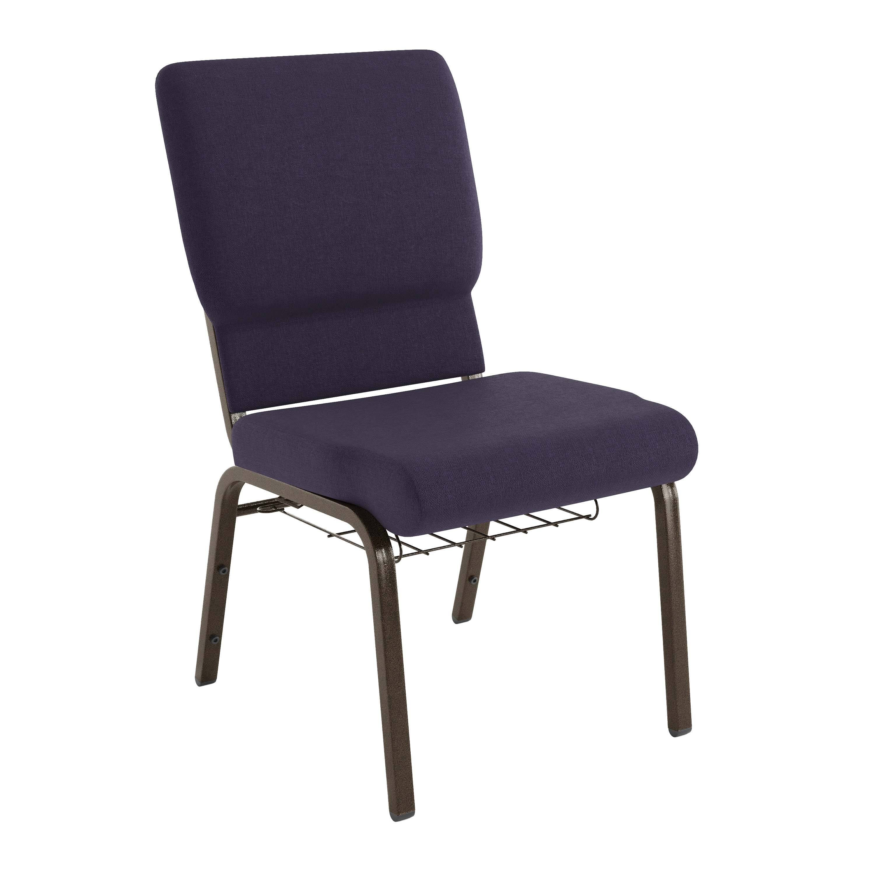 Front. Flash Furniture - HERCULES Series 18.5''W Church Chair in Royal Purple Fabric with Cup Book Rack - Gold Vein Frame - Purple.