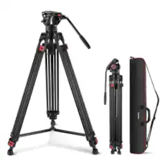 Front. Neewer - 74" Video Tripod with Fluid Head - Professional Aluminum Stand for DSLR & Camcorder (17.6lb).