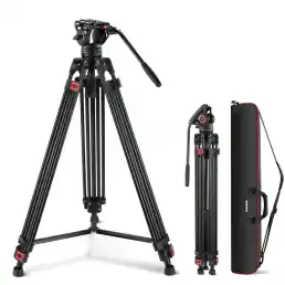 Neewer - 74" Video Tripod with Fluid Head - Professional Aluminum Stand for DSLR & Camcorder (17.6lb)