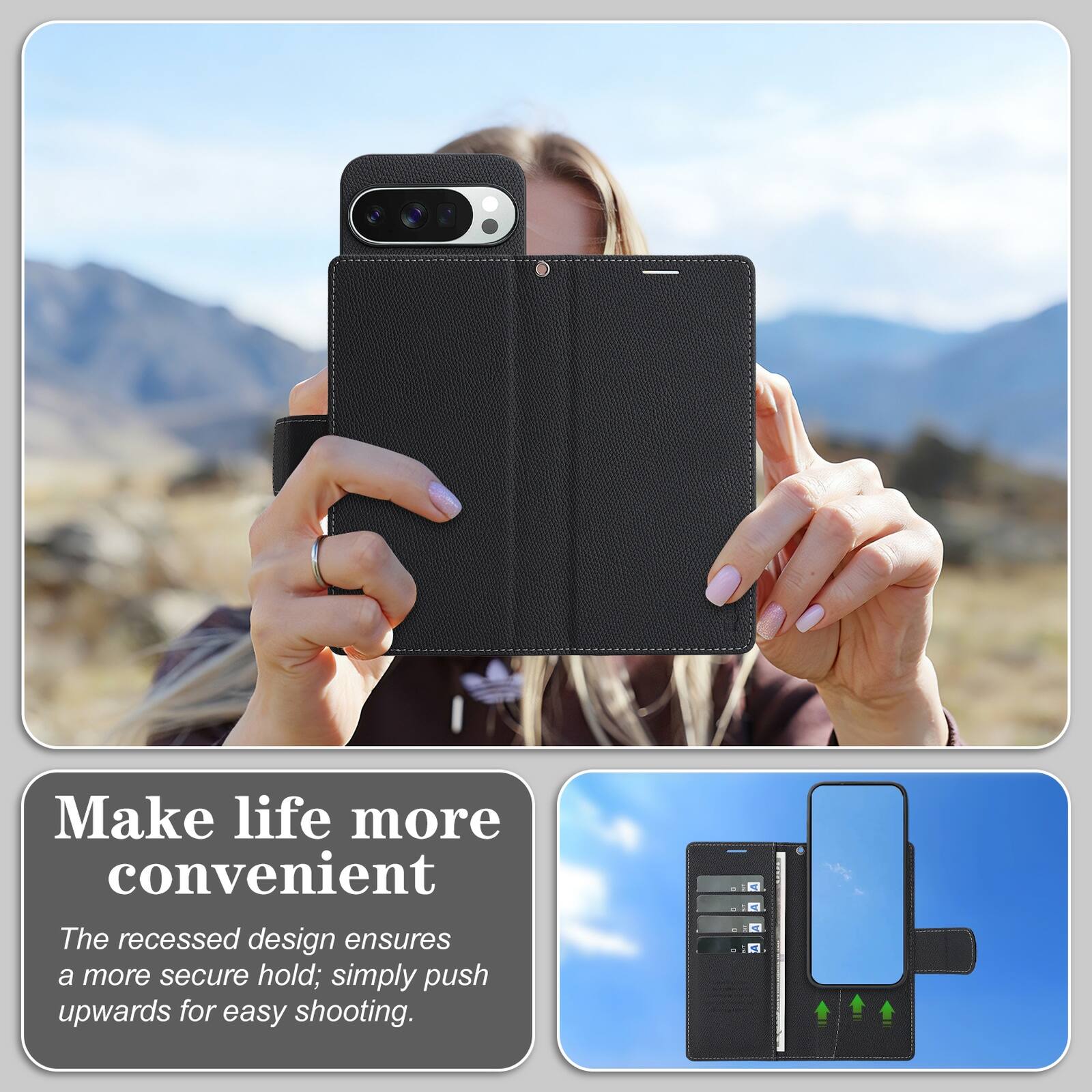 Make life more convenient

The recessed design ensures a more secure hold; simply push upwards for easy shooting.