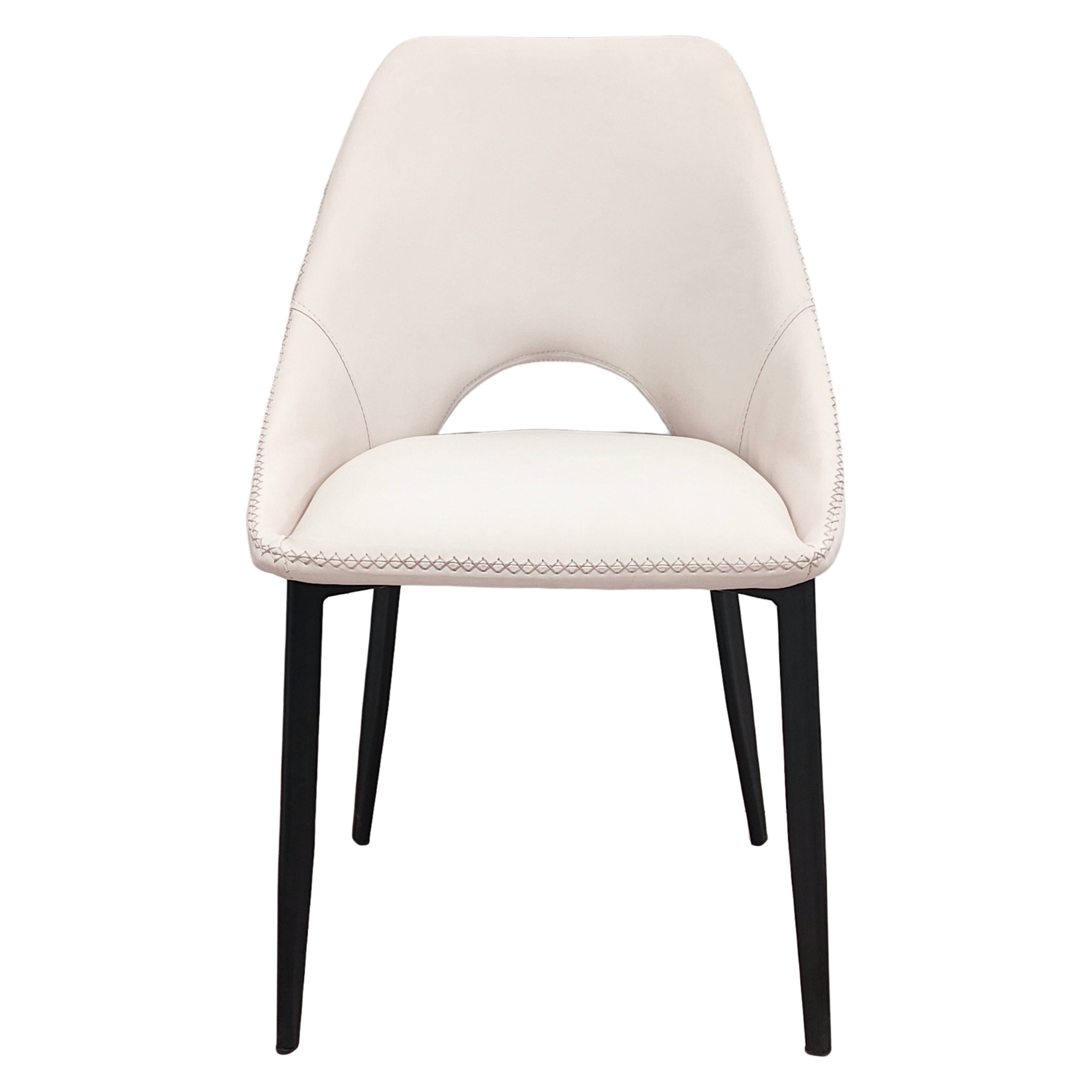 Alt View 3. LeisureMod - Amalfi Modern Upholstered Fabric Dining Chair, Curved Open Back Accent Side Kitchen Chair with Metal Legs - Coconut white.