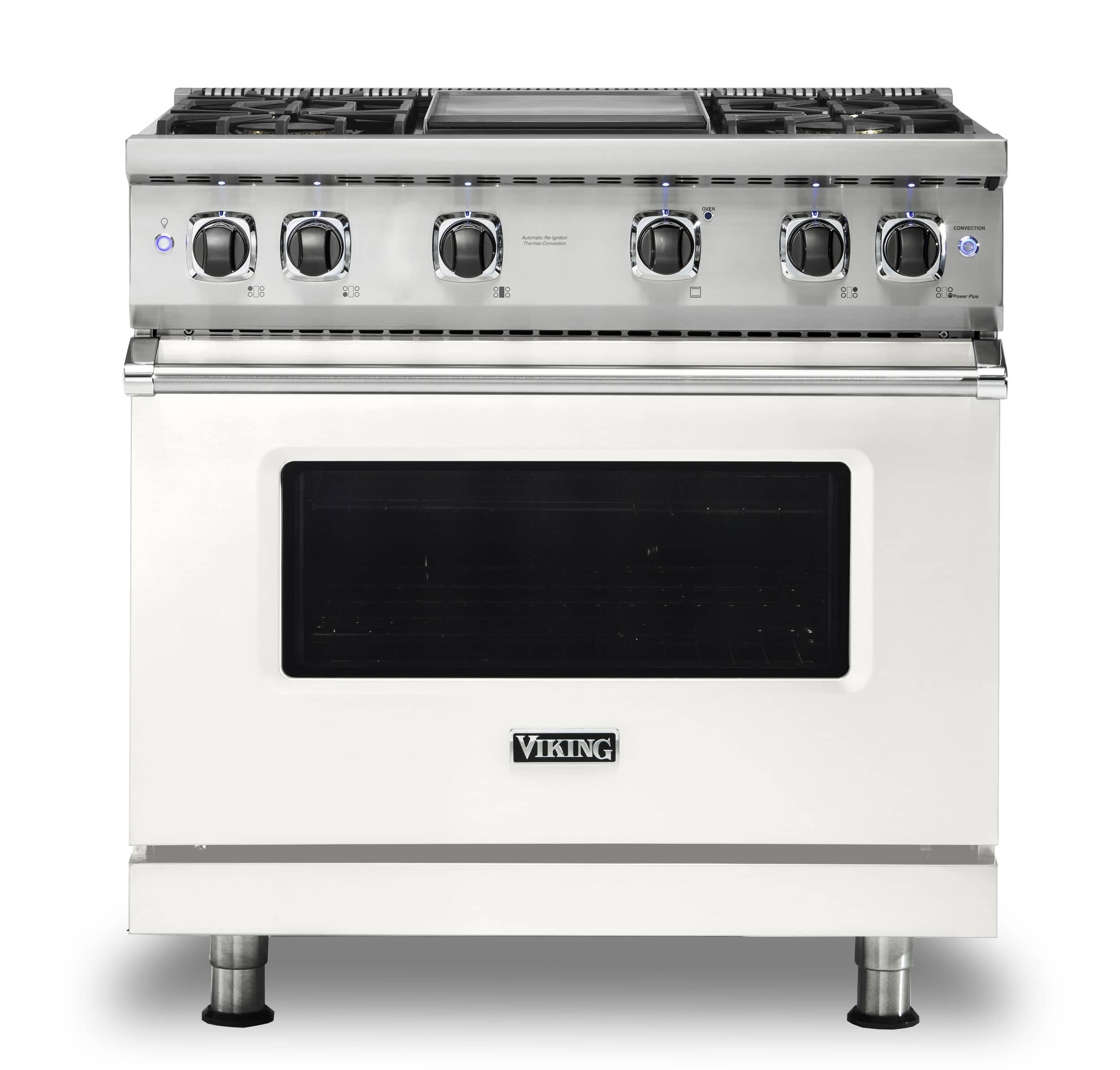 Front. Viking - 5-Series Gas Sealed Burner Range - Pure White.