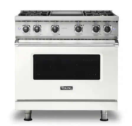 Front. Viking - 5-Series Gas Sealed Burner Range - Pure White.