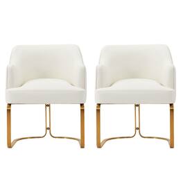 Manhattan Comfort - Raya Modern Wood Vegan Leather Dining Chair - Set of 2 - Ivory