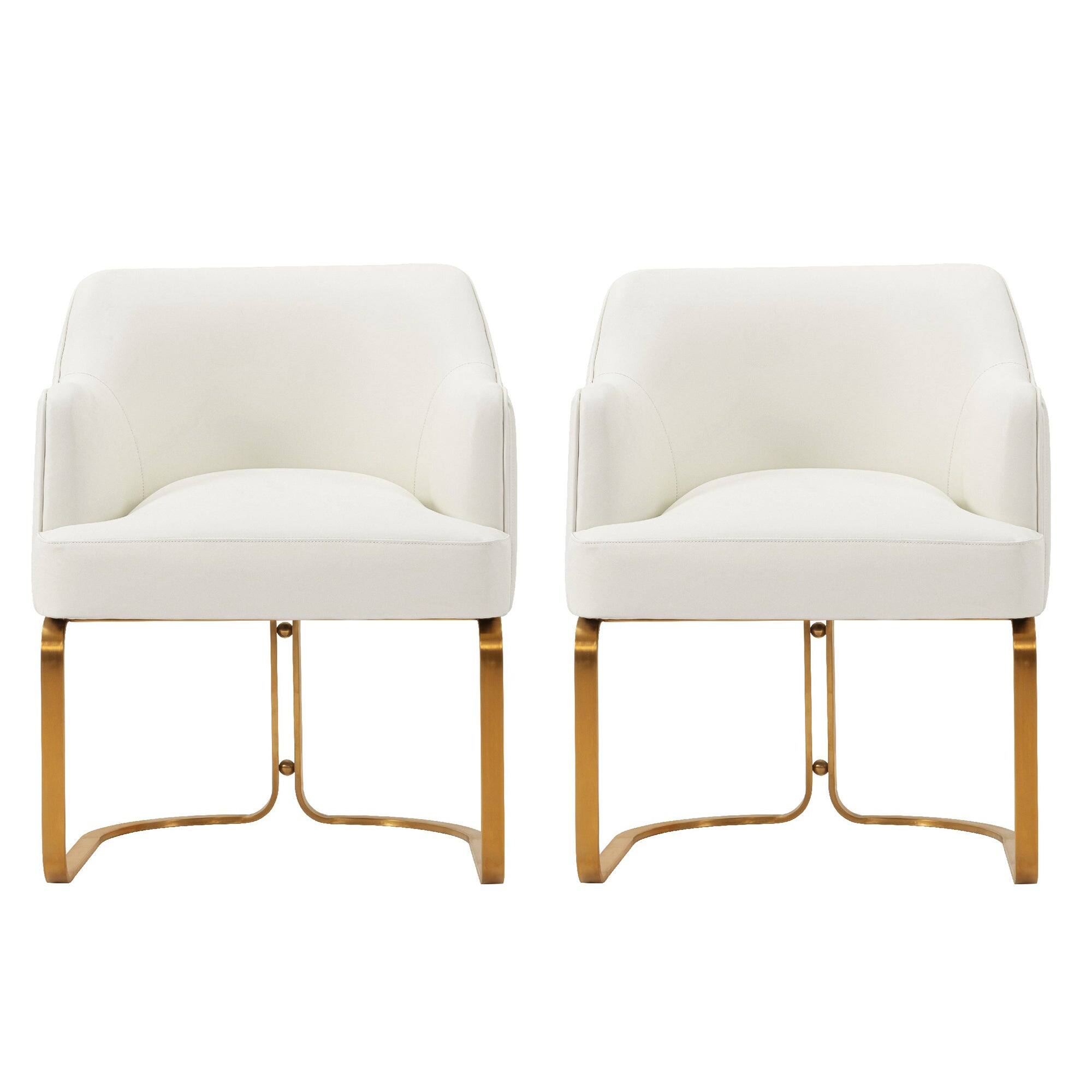 Manhattan Comfort - Raya Modern Wood Vegan Leather Dining Chair - Set of 2 - Ivory