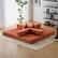 Alt View 6. Trinkets Crazed - Convertible Floor Sofa Bed with Fixed-Shape Frame, Chenille Boneless Sofa Folding Mattress Couch with Armrest - orange.