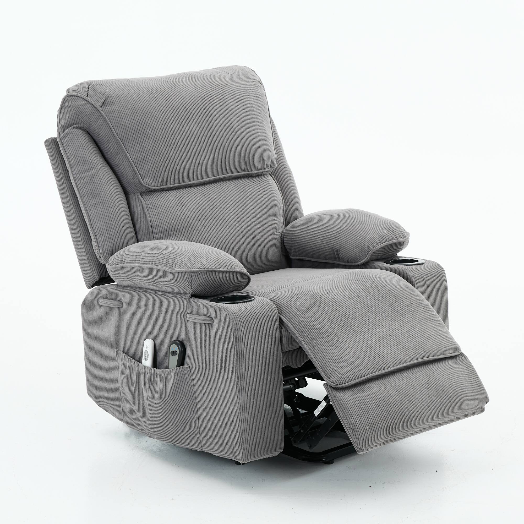 Left. GOODSILO - Remote-Controlled Power Lift Recliner Chair with Heating and Massage for Elderly and Seniors - Gray.
