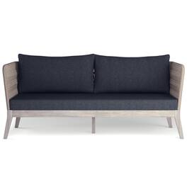 Simpli Home - Santiago SOLID ACACIA WOOD 75 inch Wide Contemporary Outdoor Sofa in Polyester Fabric - Slate Grey