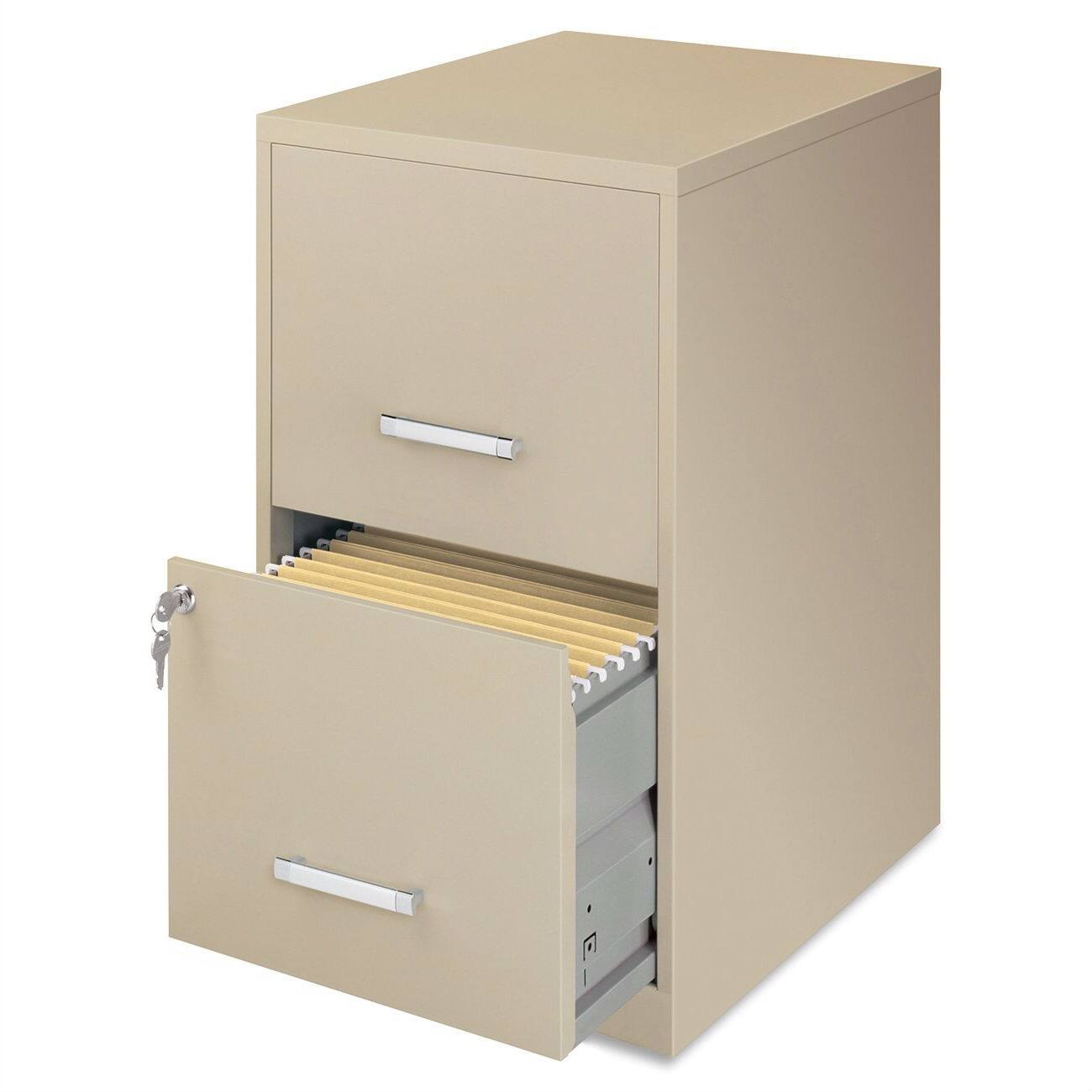 Front. SlickBlue - Two-Drawer Locking Metal Vertical File Cabinet in Putty Color for Office Use - Putty.