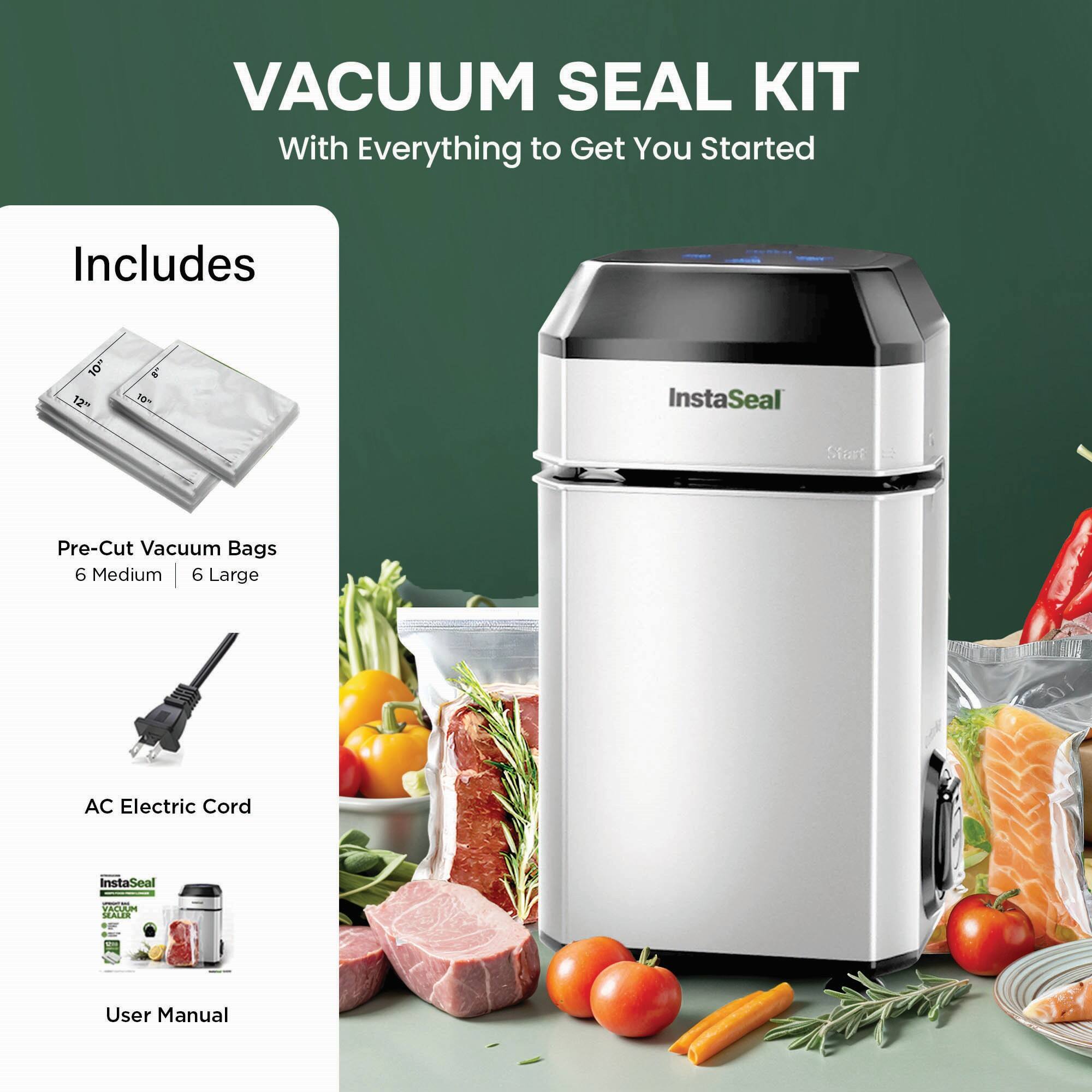 VACUUM SEAL KIT With Everything to Get You Started Includes Pre-Cut Vacuum Bags 6 Medium 6 Large AC Electric Cord User Manual