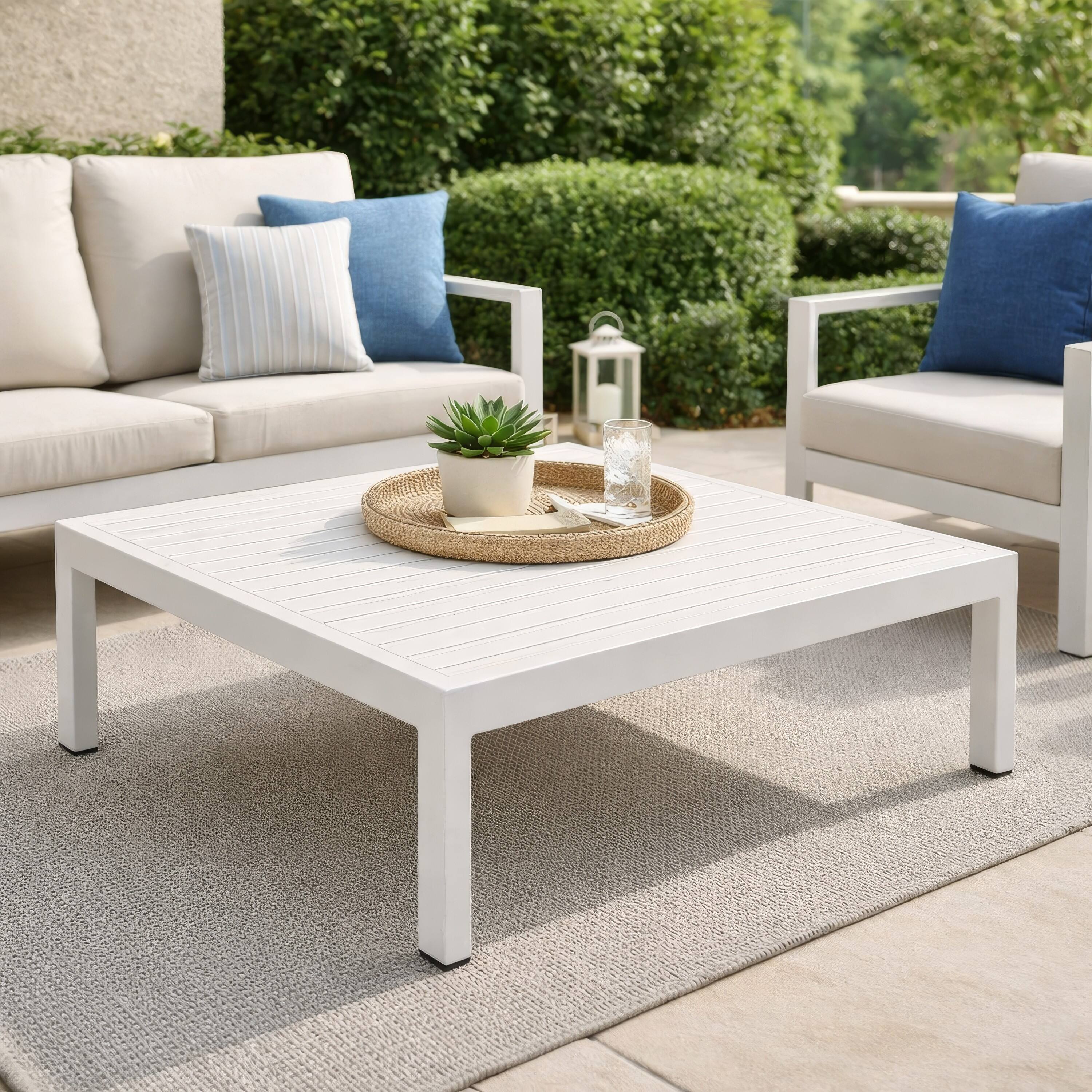 Manhattan Lane Cilo 32 Inch Outdoor Coffee Table Aluminum Frame ...