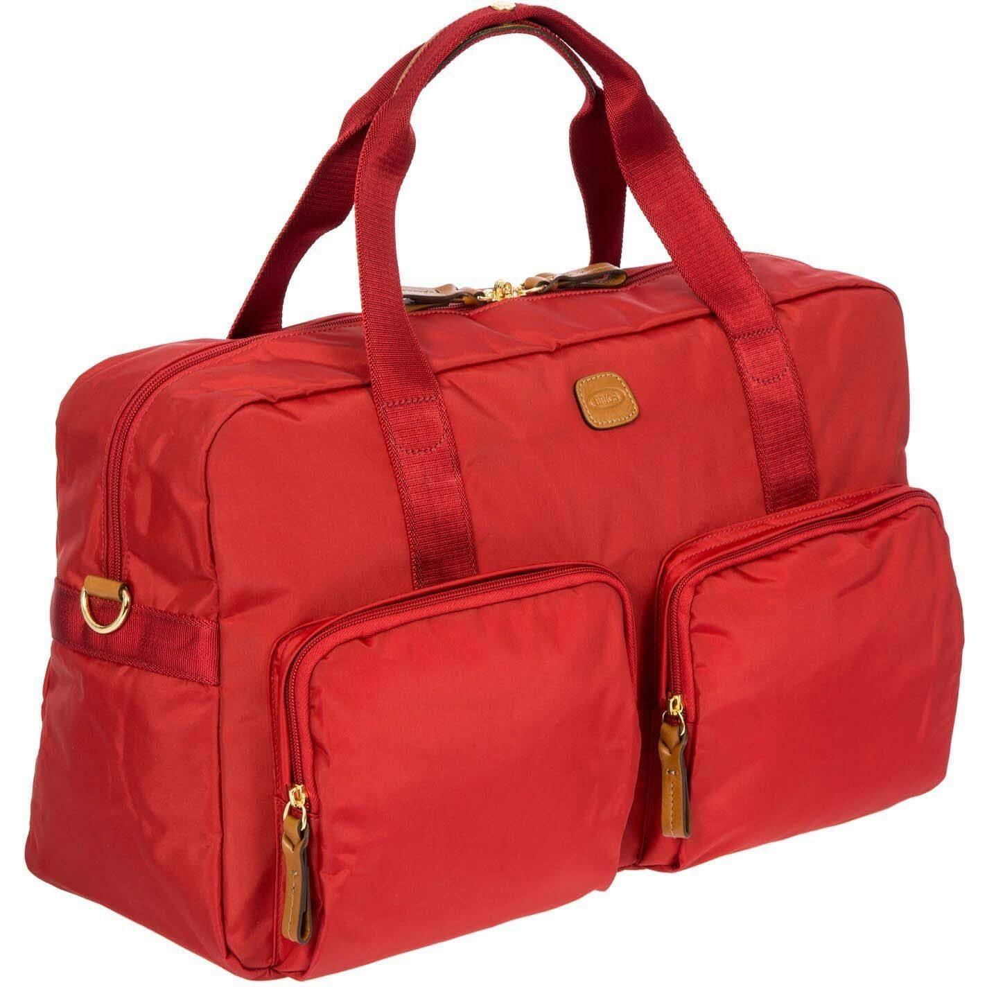 Back. Bric's - Bric's X-Bag Carry On Boarding Duffle Bags W/ Pockets Bright Red, 18" - Bright Red.